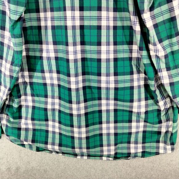 L.L. Bean Mens Size Large Green Blue Plaid Cotton Button Down Casual Shirt - Picture 9 of 10